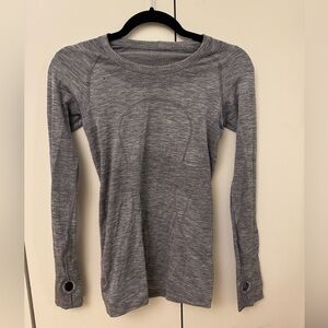 Lululemon Gray White Swiftly Tech Long Sleeve Top Sz 4